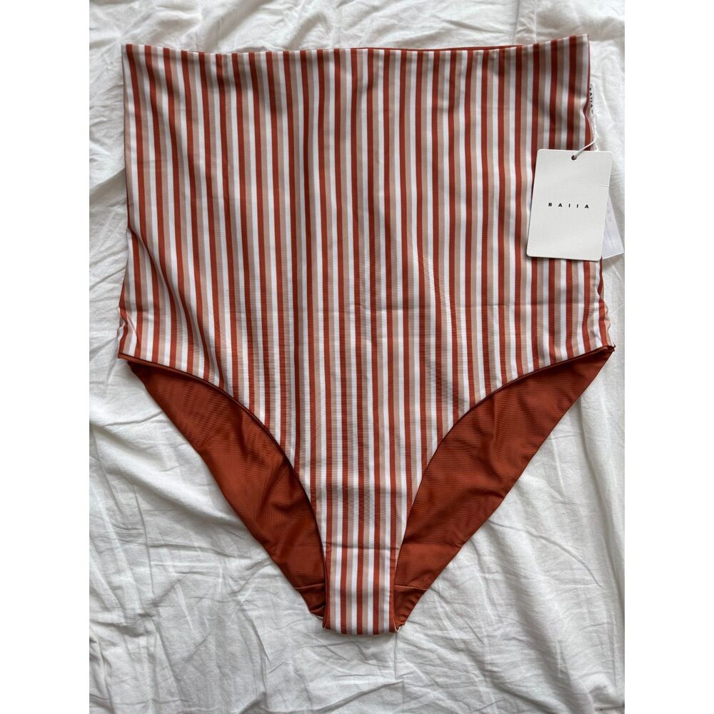 Baiia Valencia Reversible Bikini Bottoms Women's Size 14 NWT Striped and Orange